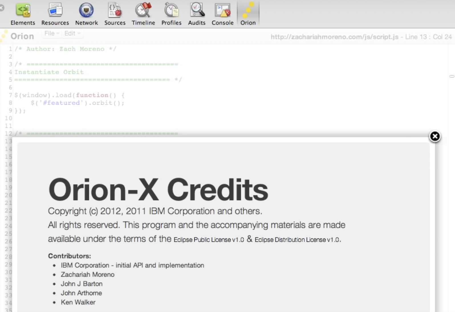 Orion-X Chrome Devtools Extensions